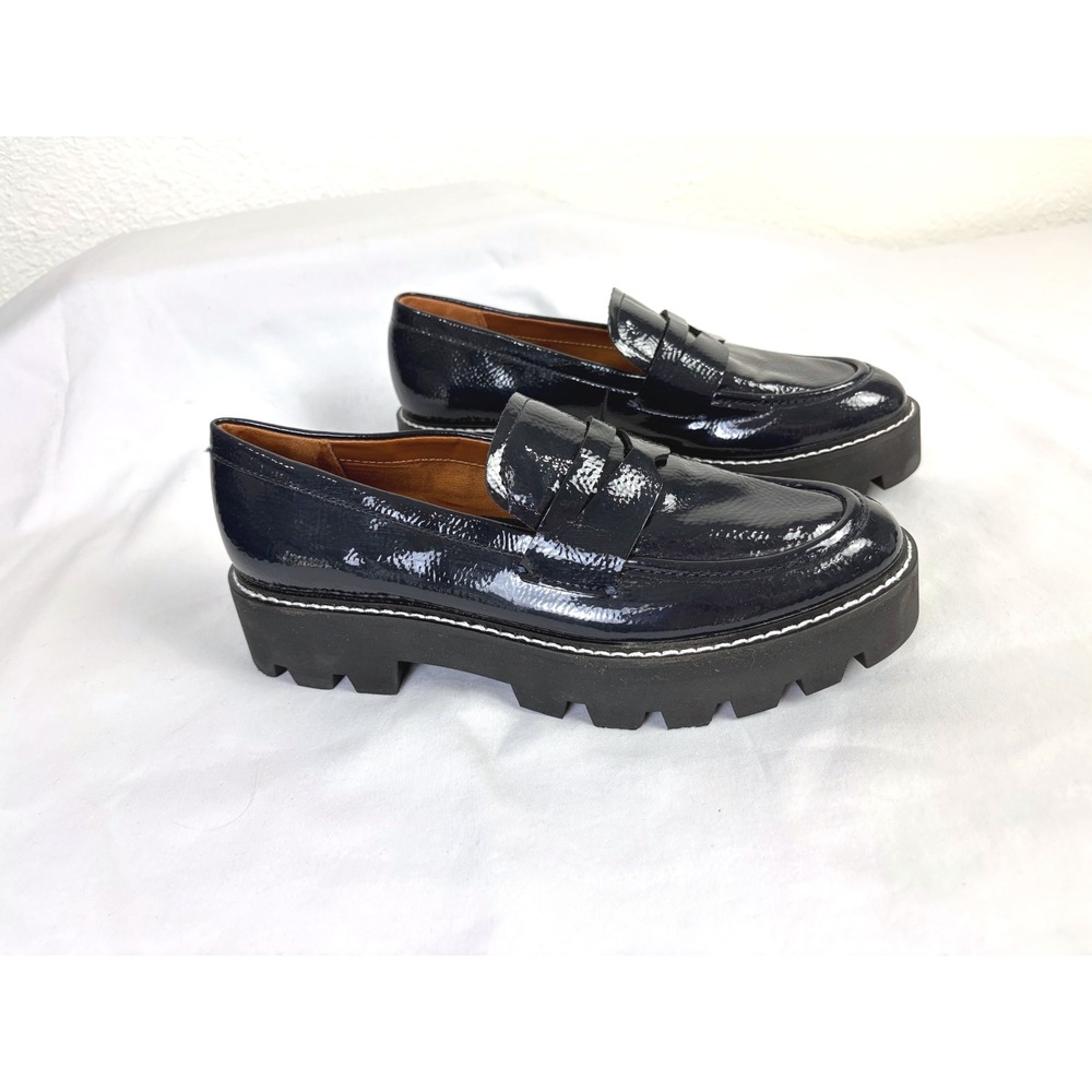 NEW Franco Sarto Balin Blue Chunky Platform Loafer Shoes Size 6.5 Business Chic